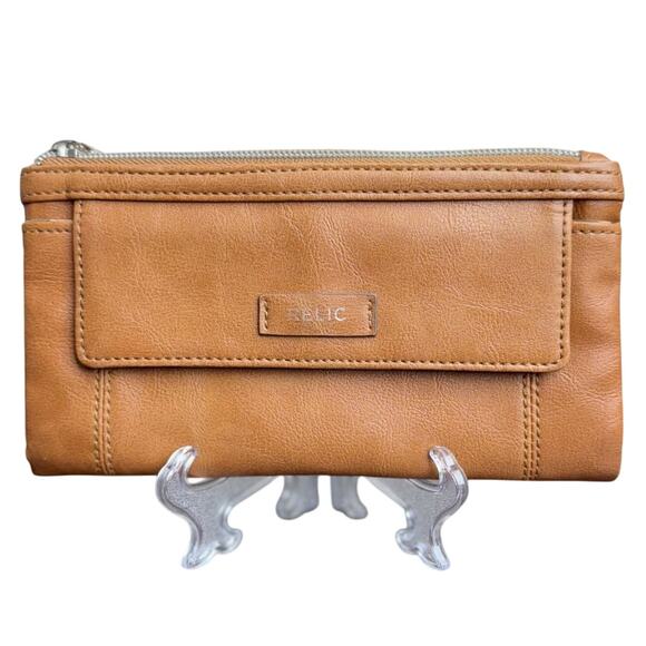 Women's Relic Brown Vegan Leather Wallet Checkbook CC ID Organizer - Picture 1 of 8